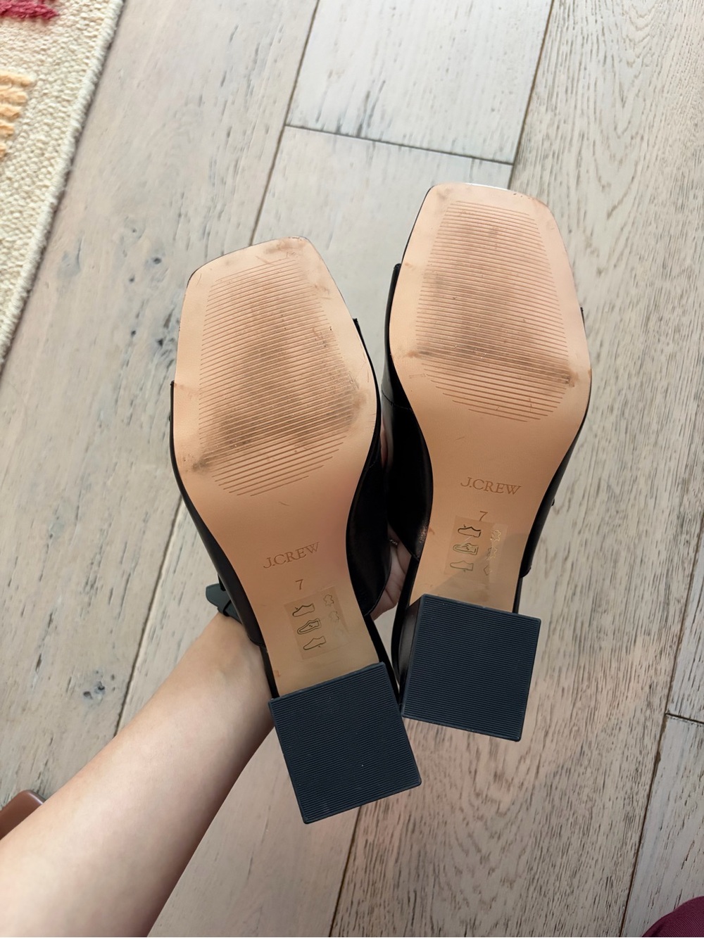 J. Crew Black Leather Double Buckle Square-Toe Mules - Picture 2 of 2